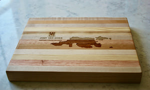 Jost Van Dyke Map Engraved Wooden Serving Board & Bar Board