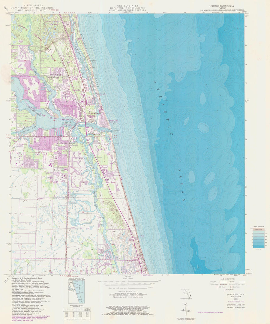 Jupiter Bathymetric Fishing Map - 1983