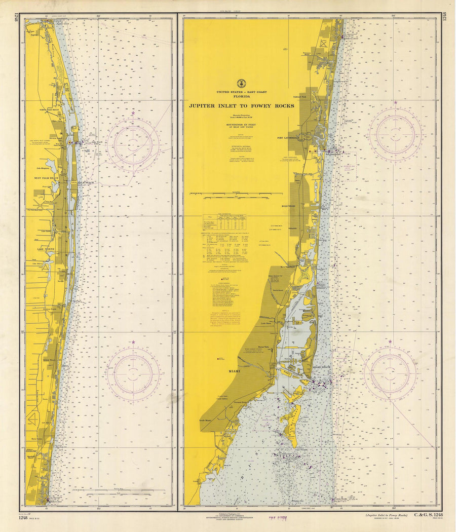 Jupiter Inlet to Fowey Rocks Map - 1967