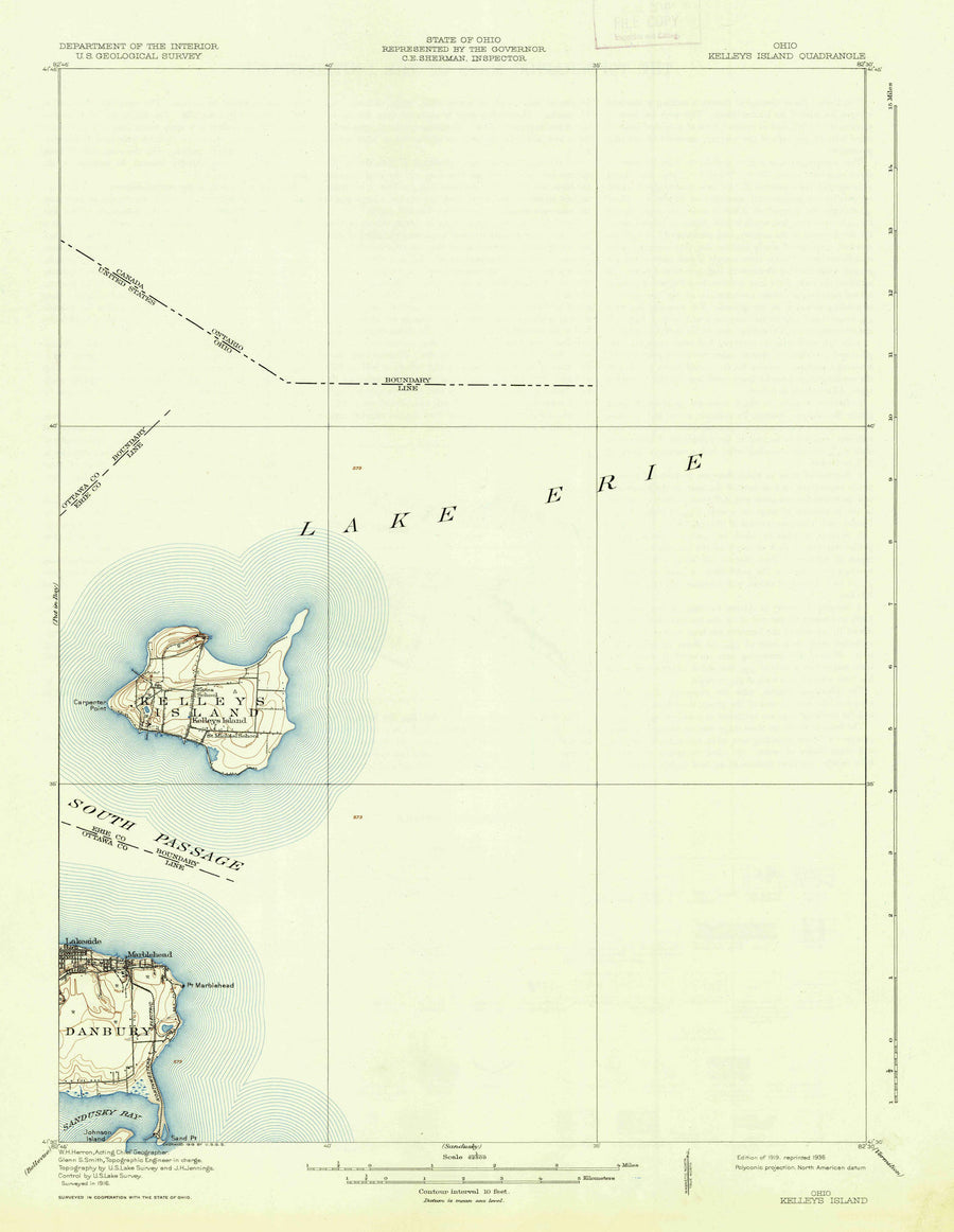 Kelleys Island Map - 1919