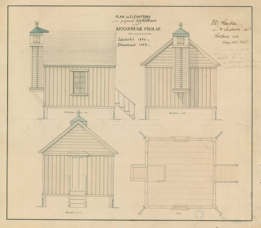 Kennebunk Pier (ME) Lighthouse Plans - 1856