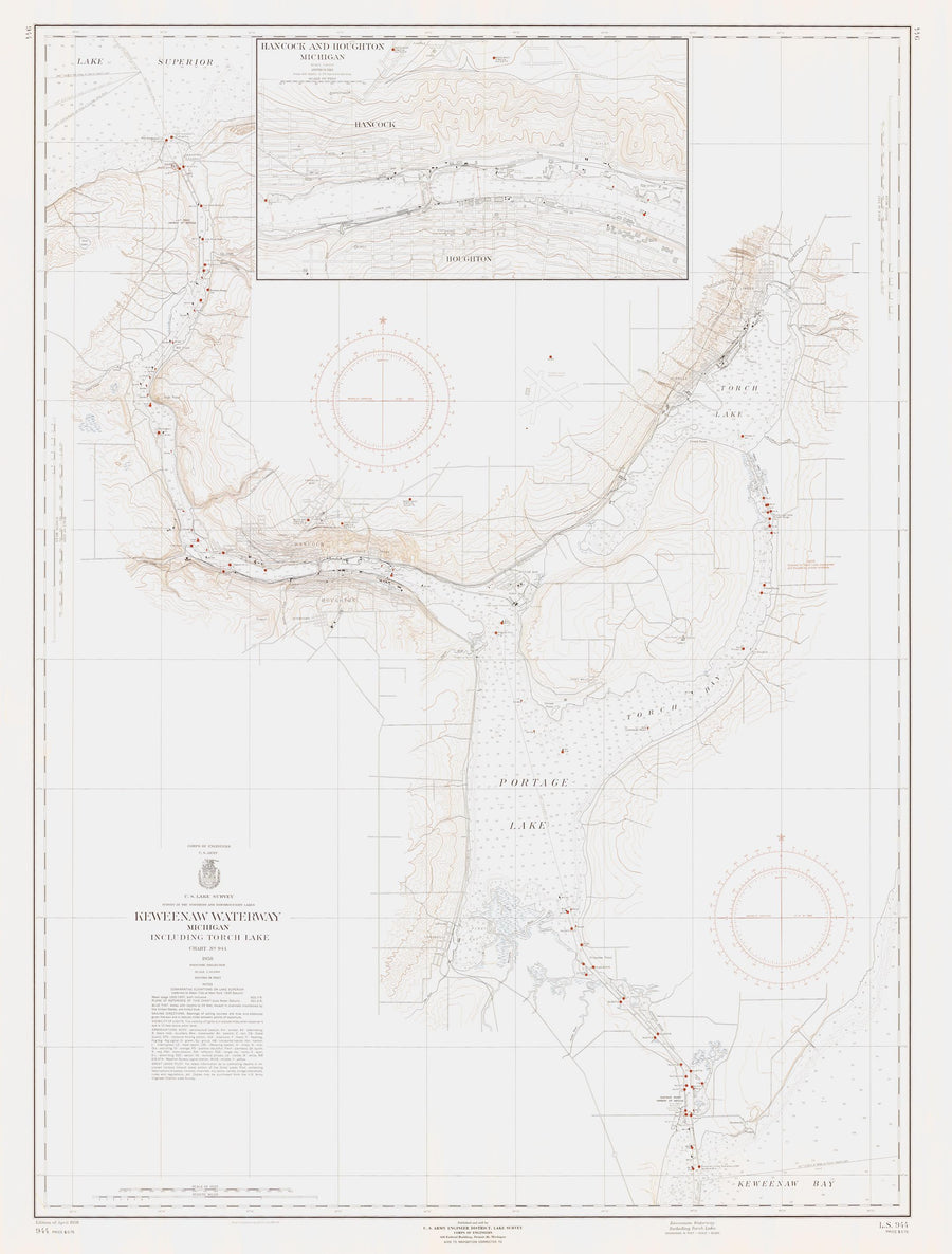 Keweenaw Waterway - Torch Lake - Map - 1958