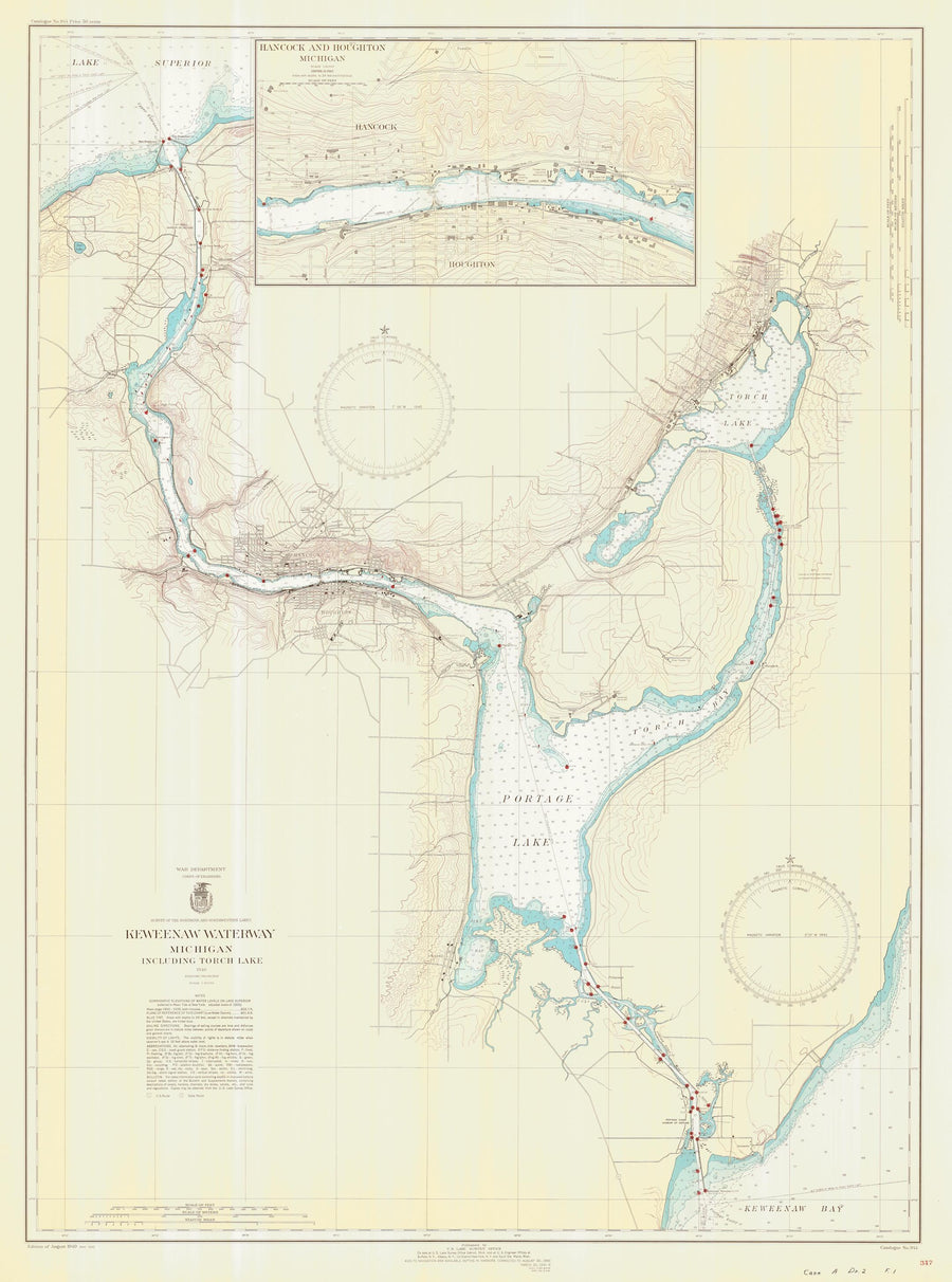 Keweenaw Waterway - Torch Lake - Map - 1940