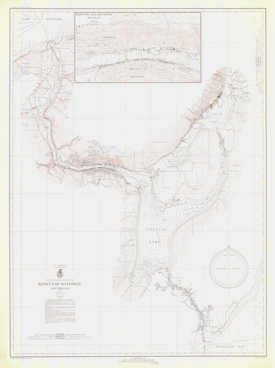 Keweenaw Waterway Map - 1937