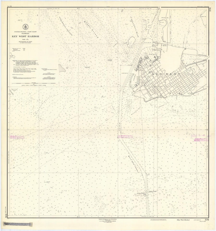 Key West Harbor Map - 1952
