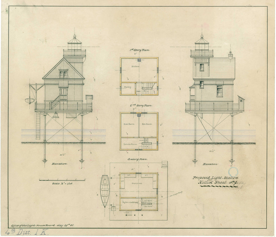 Kilock Shoal (VA) Lighthouse Plans - 1885