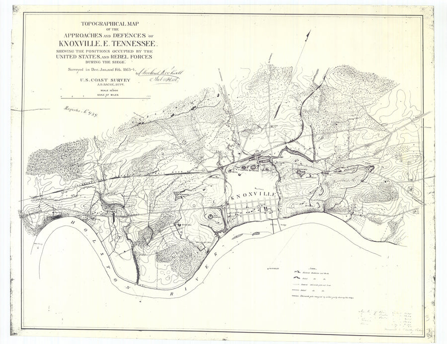 Knoxville Tennessee - Approaches & Defenses Map - 1864