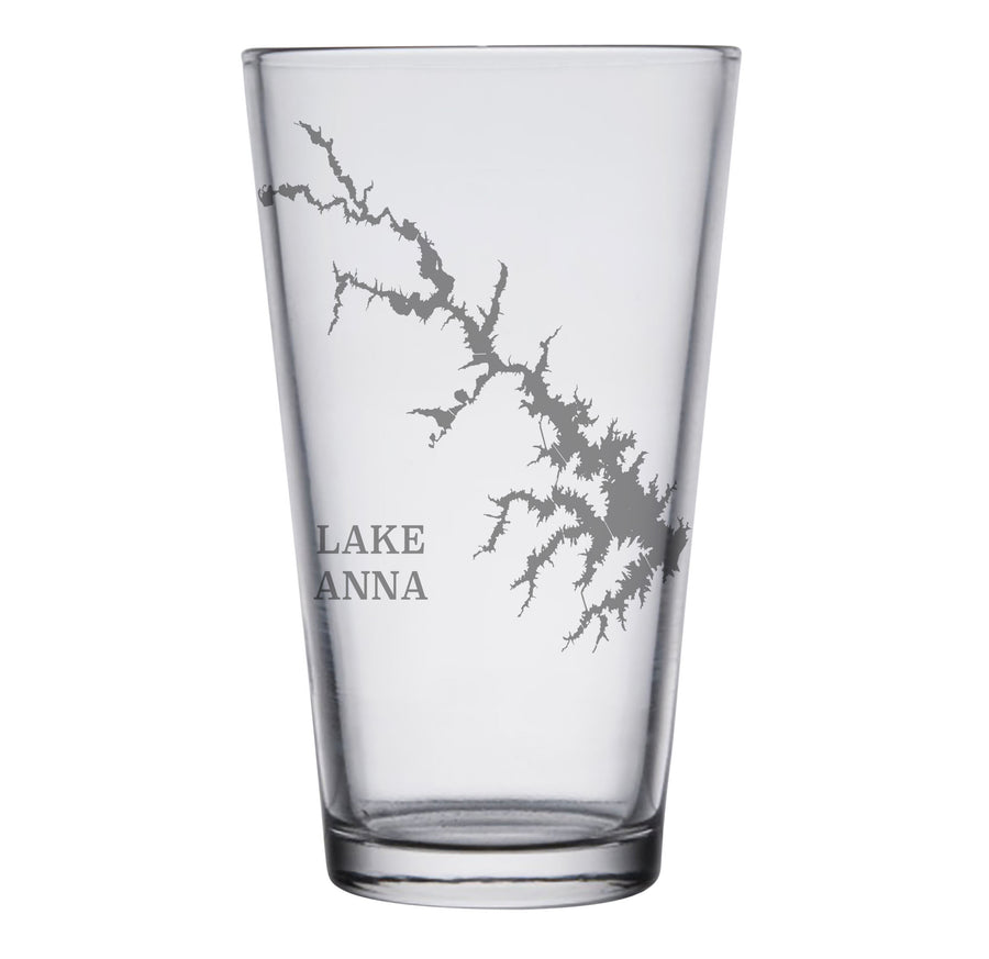 Lake Anna (VA) Map Engraved Glasses