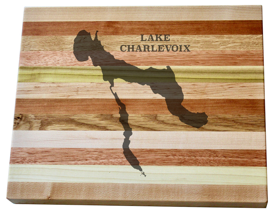 Lake Charlevoix Map Engraved Wooden Serving Board & Bar Board