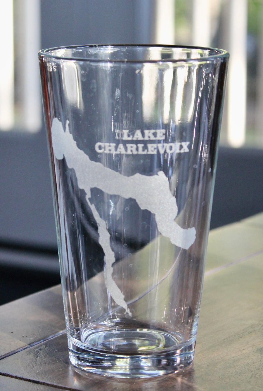 Lake Charlevoix Map Engraved Glasses