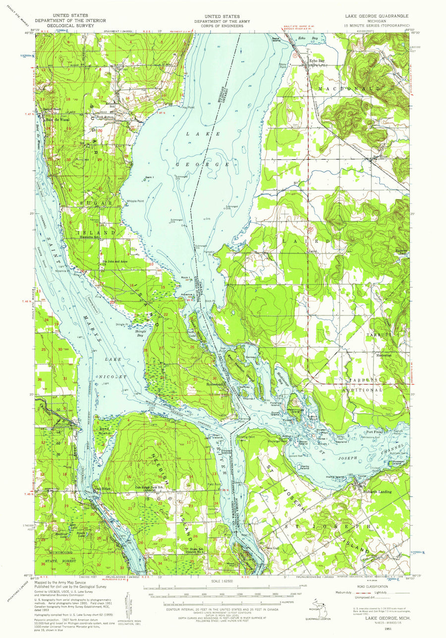 Lake George, Michigan Map - 1951