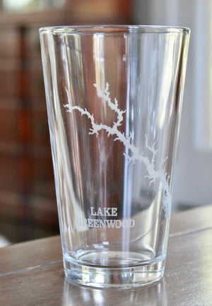 Lake Greenwood (SC) Map Engraved Glasses