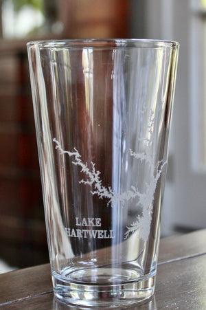 Lake Hartwell (GA/SC) Map Engraved Glasses