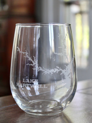 Lake Hartwell (GA/SC) Map Engraved Glasses