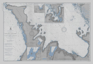 Lake Huron - East Coast & Georgian Bay Map (black, white & blue) - 1904