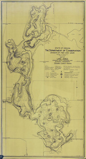Lake James Map, Steuben County Indiana - 1923