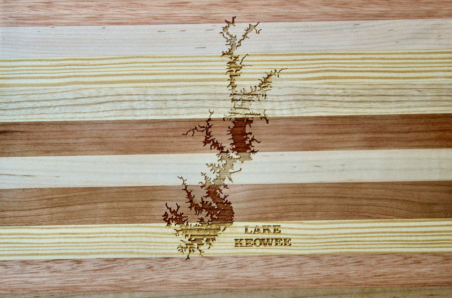 Lake Keowee Map Engraved Wooden Serving Board & Bar Board