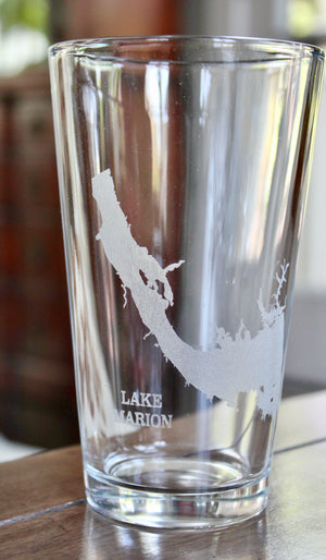 Lake Marion (SC) Map Engraved Glasses