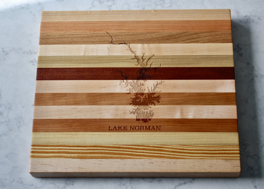 Lake Norman, NC Map Engraved Wooden Serving Board & Bar Board