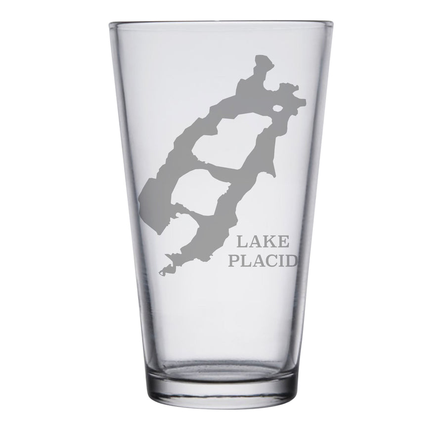 Lake Placid Map Engraved Glasses