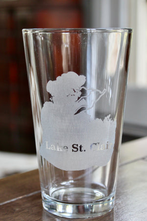 Lake St Clair Map Engraved Glasses