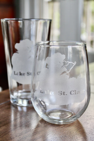 Lake St Clair Map Engraved Glasses