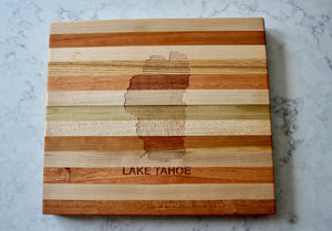 Lake Tahoe Map Engraved Wooden Serving Board & Bar Board