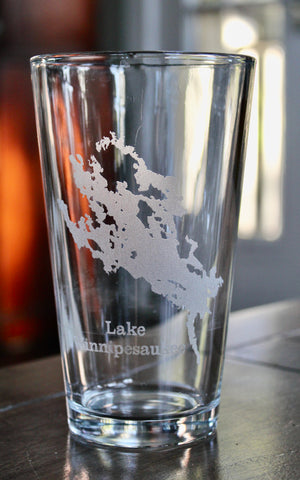 Lake Winnipesaukee Map Engraved Glasses