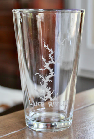 Lake Wylie (NC) Map Engraved Glasses