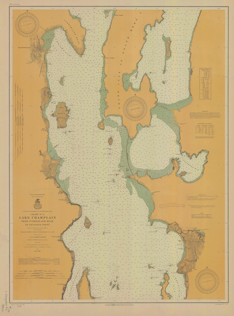 Lake Champlain Map - 1914