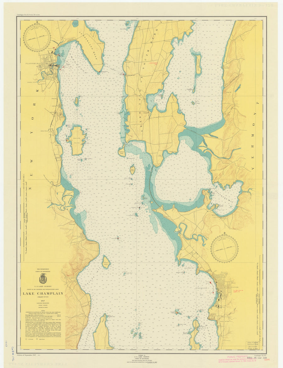 Lake Champlain Map - 1948