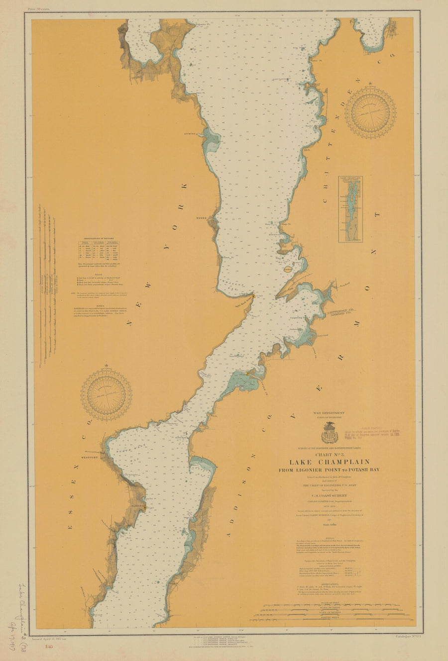Lake Champlain - Ligonier to Coles Bay Map - 1917