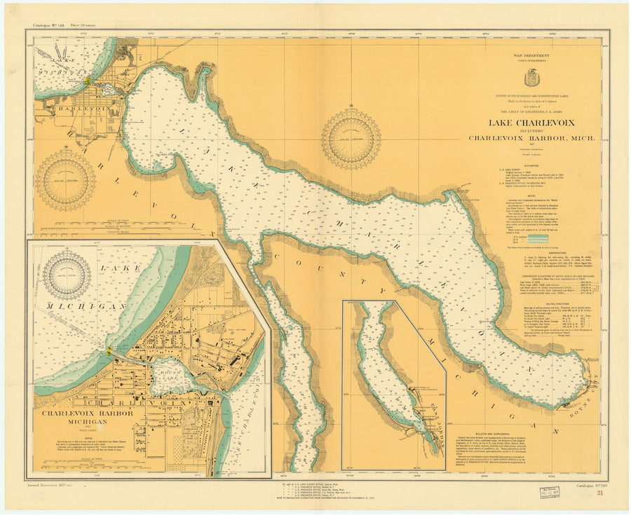 Lake Charlevoix Map - 1927