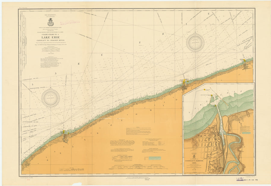 Lake Erie - Conneaut to Chagrin River Map - 1913