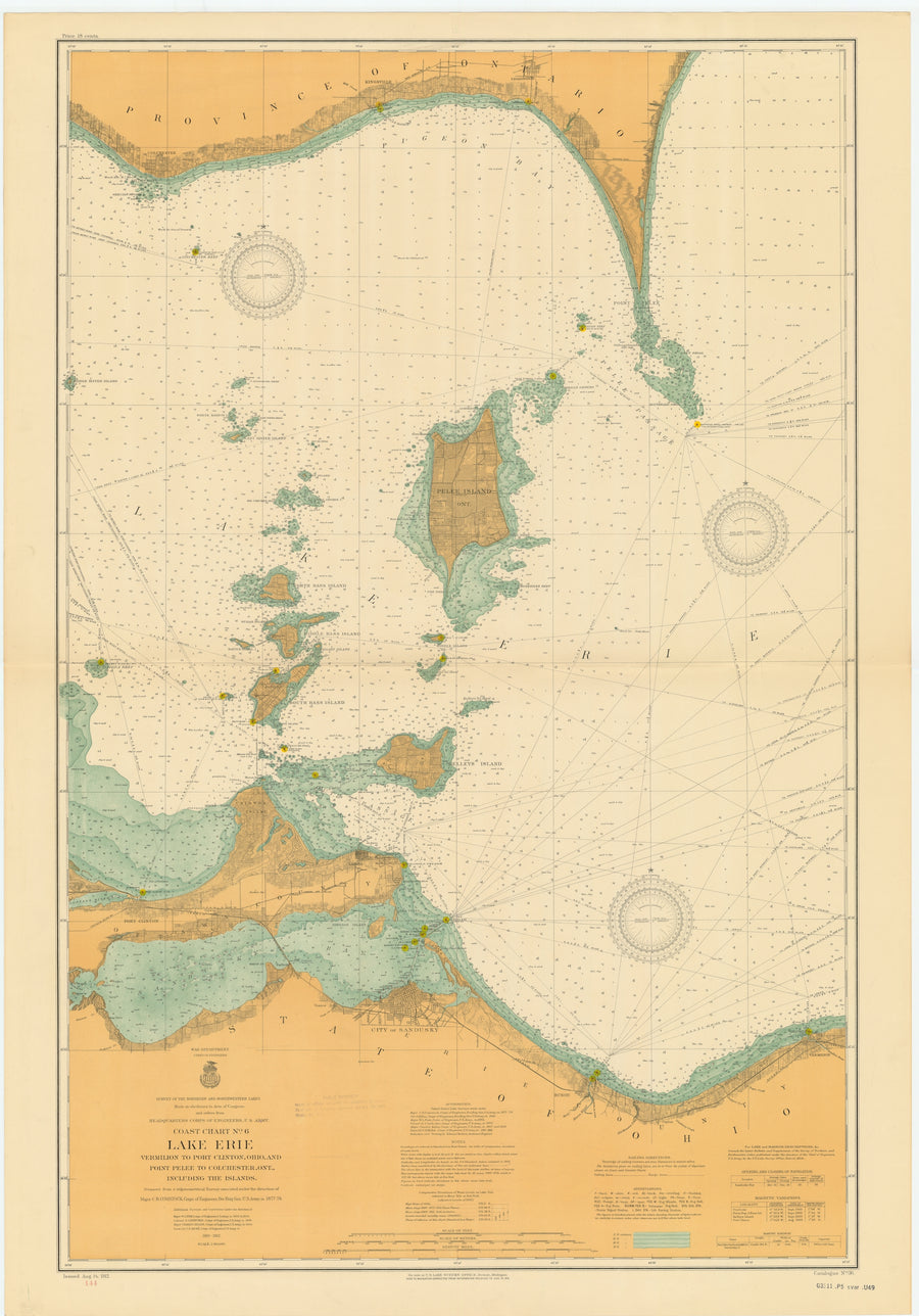Lake Erie - Vermilion to Port Clinton Map - 1912