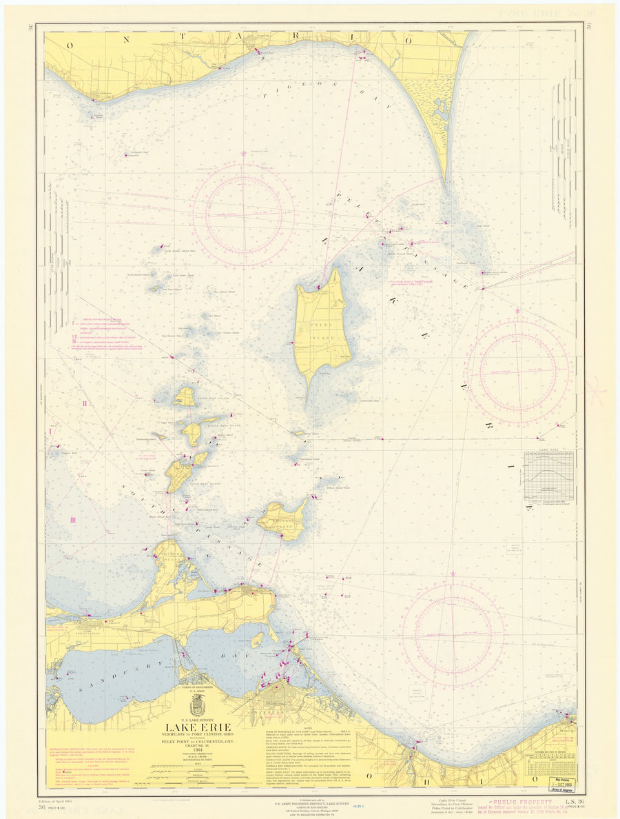 Lake Erie - Vermilion to Port Clinton Map - 1964