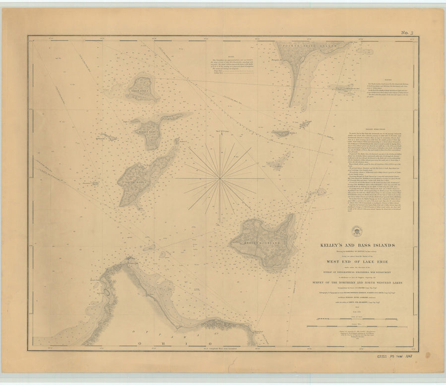 Lake Erie Islands & Sandusky Bay Map - 1852