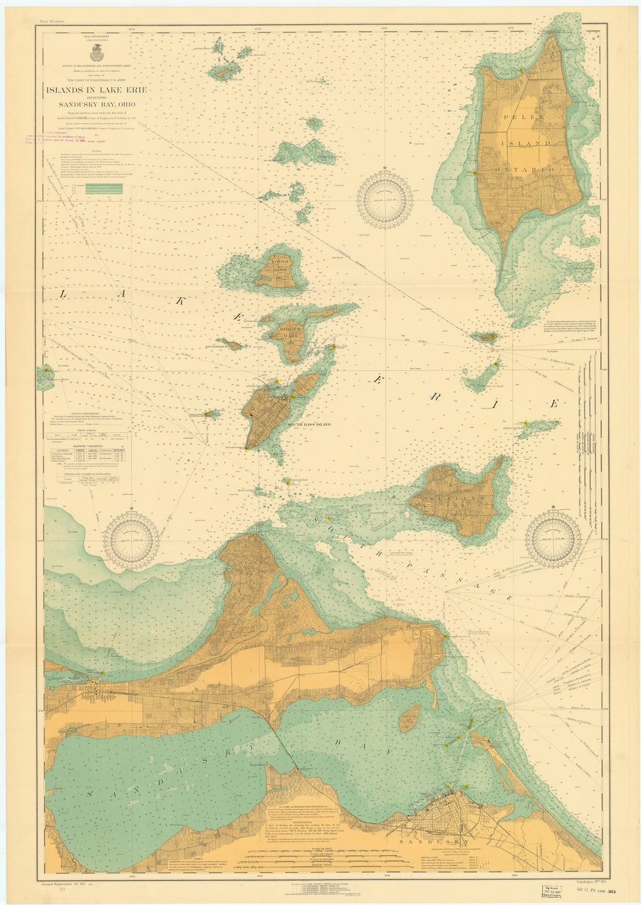 Lake Erie Islands Map (Sandusky Islands) Notecards (1917) 4.25"x5.5"