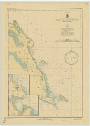 Lake Huron - Presque Isle and Rockport Harbors Map - 1936