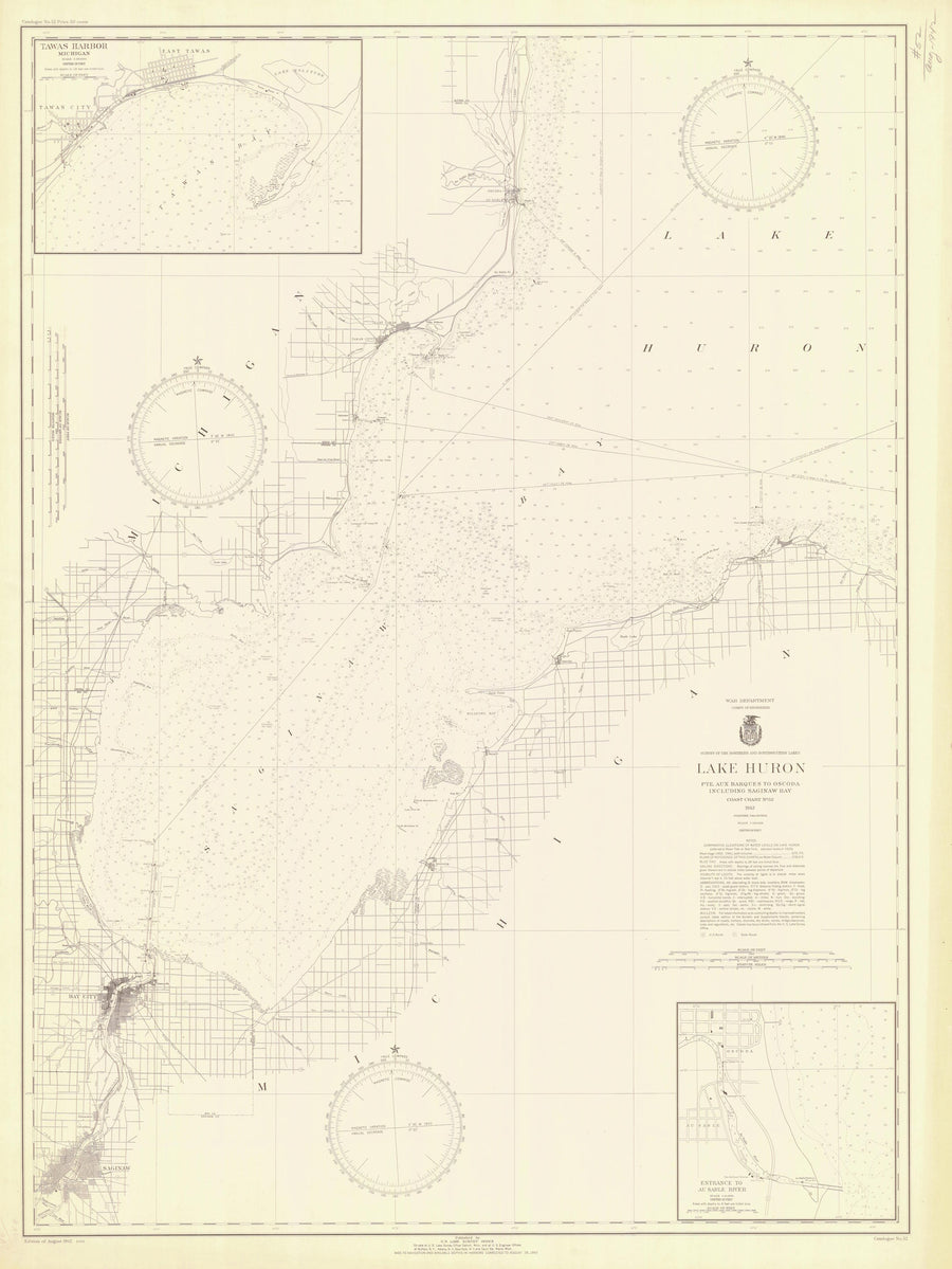 Lake Huron - Pointe Aux Barques to Oscoda & Saginaw Bay - 1942