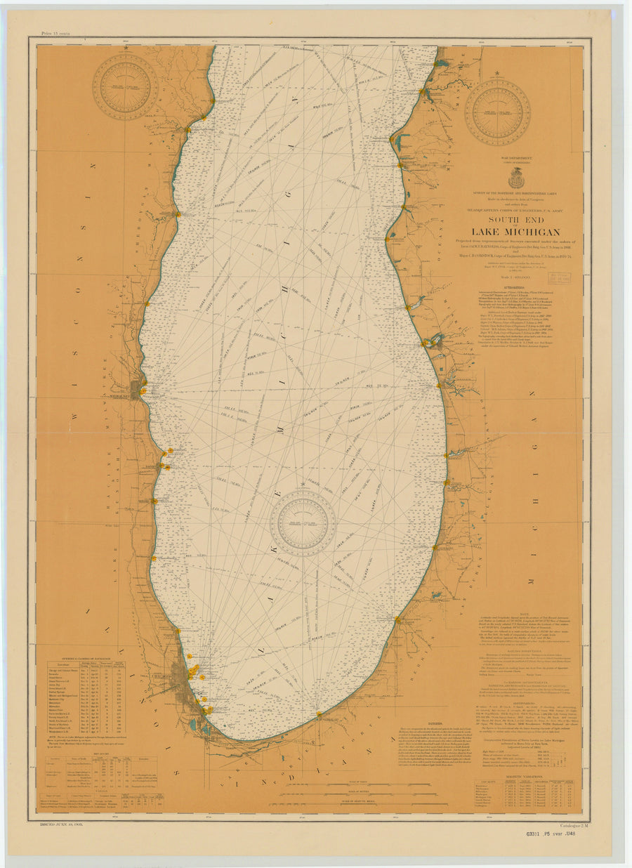 Lake Michigan - South End Map - 1905