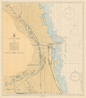 Lake Michigan - Chicago Harbor Map - 1944