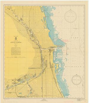 Lake Michigan - Chicago Harbor Map - 1950