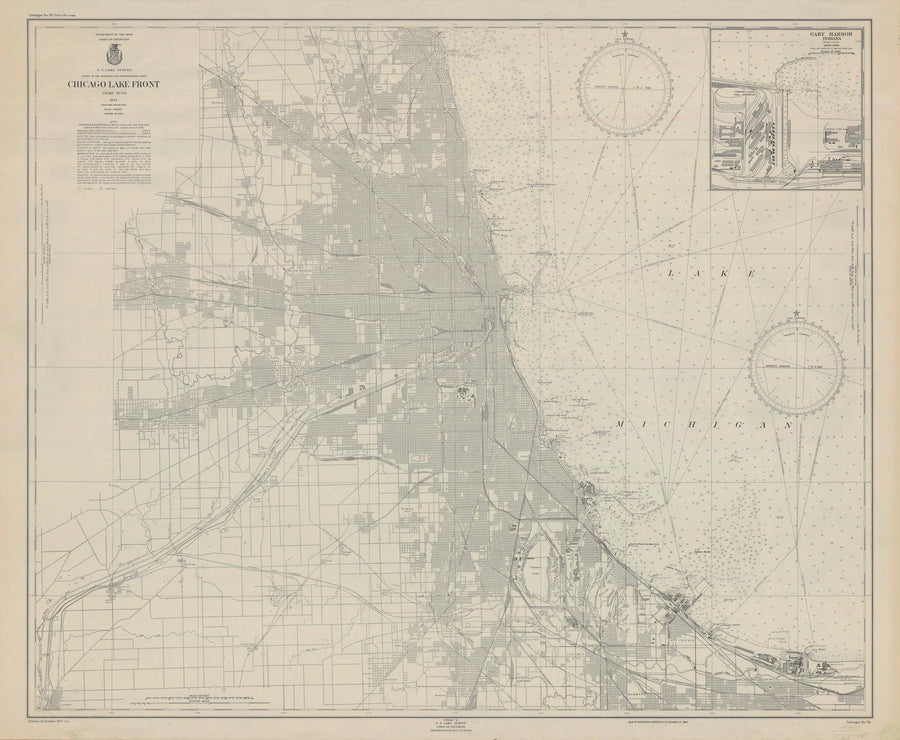 Lake Michigan - Chicago Lake Front Map - 1947