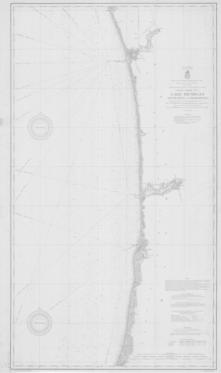 Lake Michigan - Eastern Shore - South Haven to Grand Haven Map - 1905