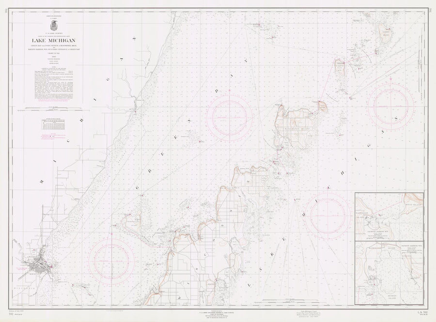 Lake Michigan - Green Bay Map - 1960