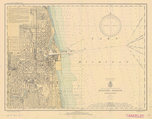 Lake Michigan - Kenosha Harbor Map - 1935