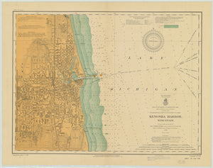 Lake Michigan - Kenosha Harbor Map - 1910