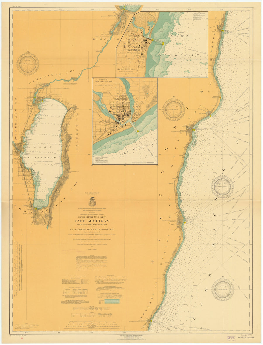 Lake Michigan - Kewaunee to Port Washington Map - 1916