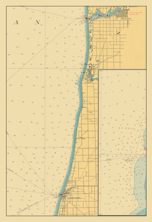Lake Michigan Map - Lake Macatawa to South Haven 1947